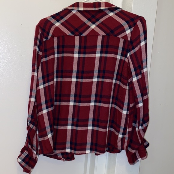 Red Long Sleeve Plaid TIMING Shirt Woman’s M - Picture 2 of 2